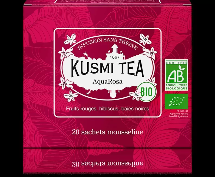 Caffeine-free | Organic Tea-Kusmi Tea AquaRosa Herbal tea Hibiscus, red berry