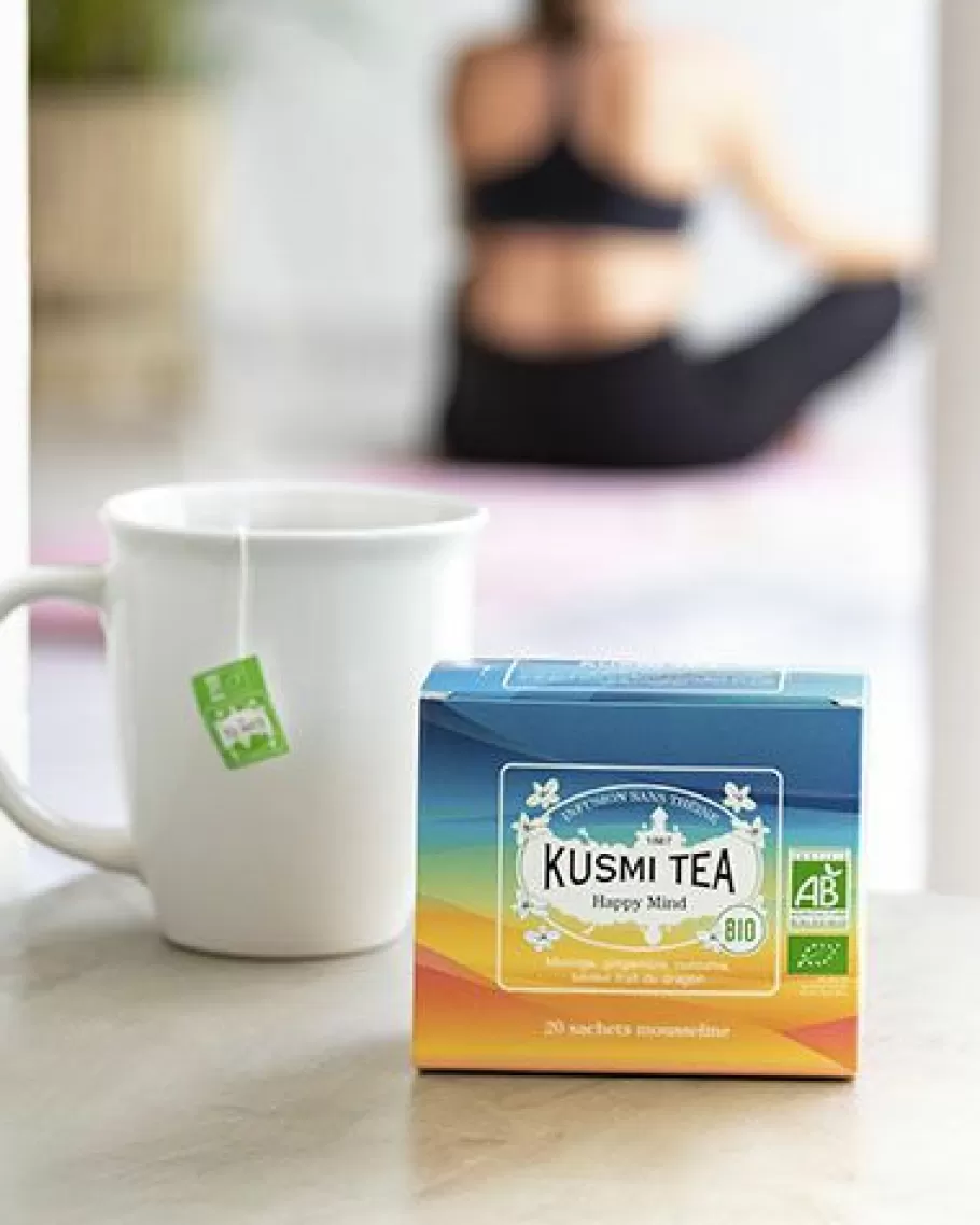 Caffeine-free | Organic Tea-Kusmi Tea Happy Mind Plant based herbal tea, apple