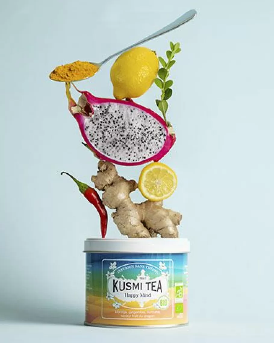 Caffeine-free | Organic Tea-Kusmi Tea Happy Mind Plant based herbal tea, apple