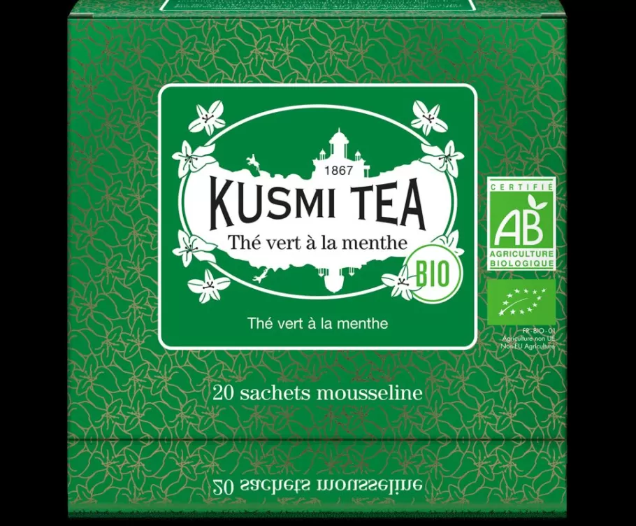 Organic Tea | Green Tea-Kusmi Tea Spearmint green tea (Organic)                                    20 muslin tea bags