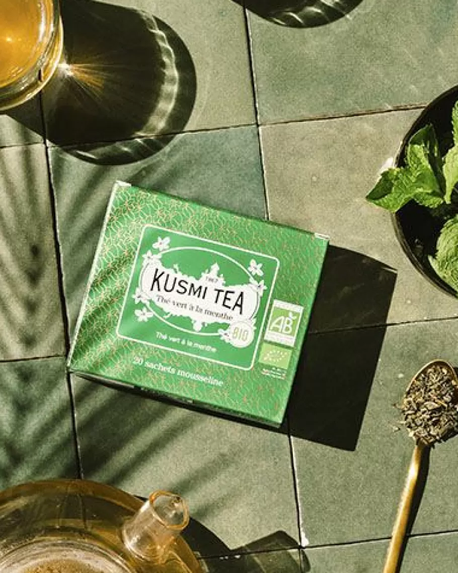 Organic Tea | Green Tea-Kusmi Tea Spearmint green tea (Organic)                                    20 muslin tea bags